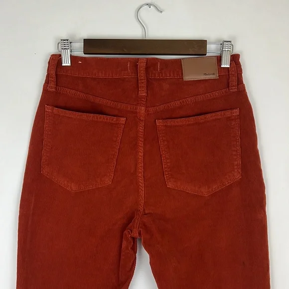 MADEWELL women’s 10” high rise skinny corduroy pants rust orange 28 - Picture 3 of 14